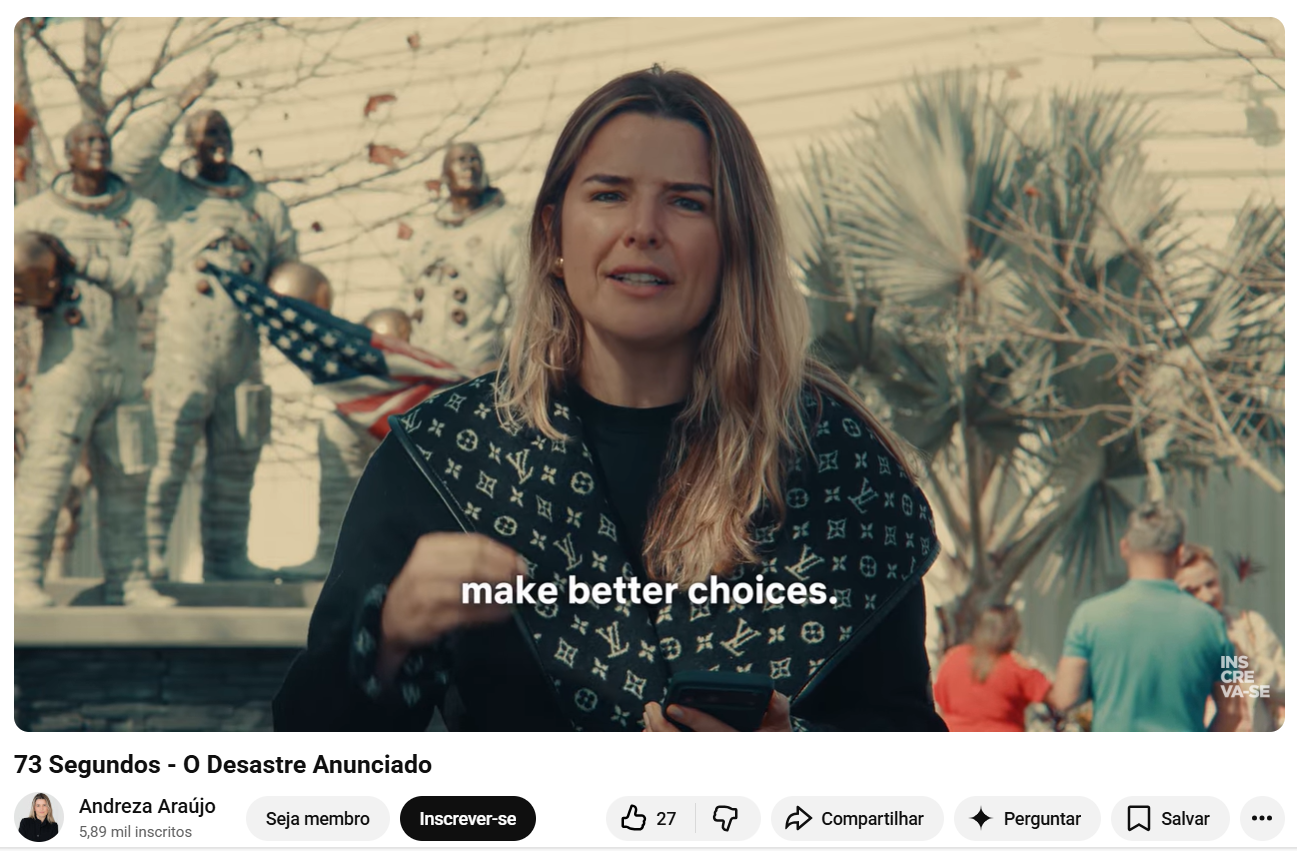 Andreza Araújo lança seu mais novo documentário: 73 segundos - o desastre anunciado. 